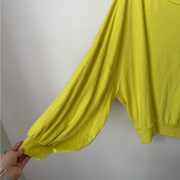 NWT Free People We The Free Cold Shoulder Lemon Squeeze Sweatshirt Size XL - Picture 5 of 9